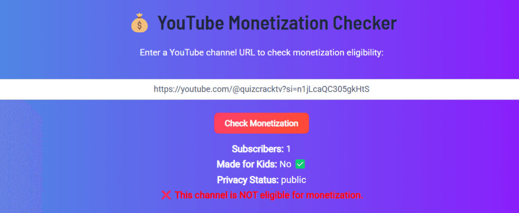 YouTube Monetization Checker